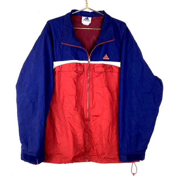 Vintage Adidas Windbreaker Jacket Size XL Red Colorblock Full Zip