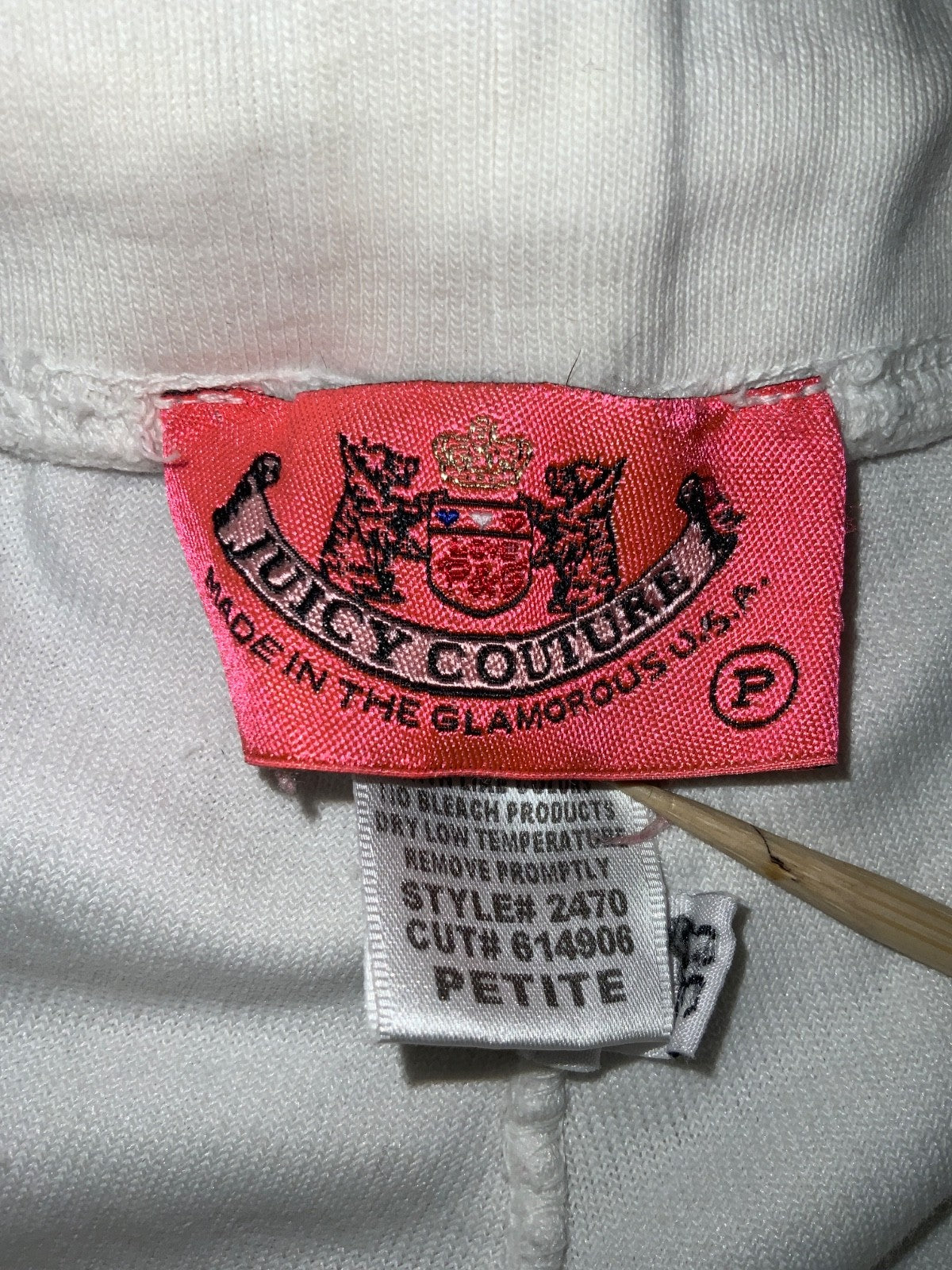 Vintage Juicy Couture Terry Cloth Women's Sweat Pants Petite White Y2k