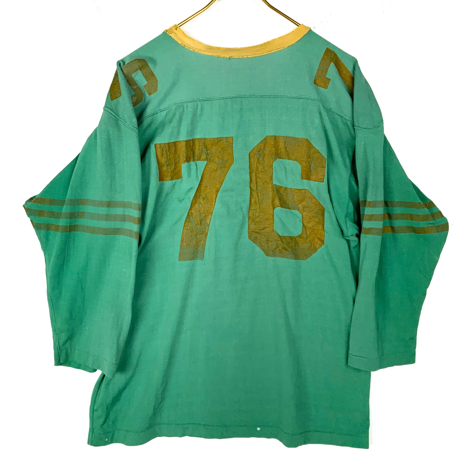 Vintage Champion Durene Jersey Large Green 3/4 Sleeve Football 1960s
