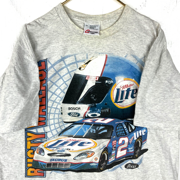 Vintage Nascar Racing Competitors View T-shirt XL Gray Miller Lite Rusty Wallace