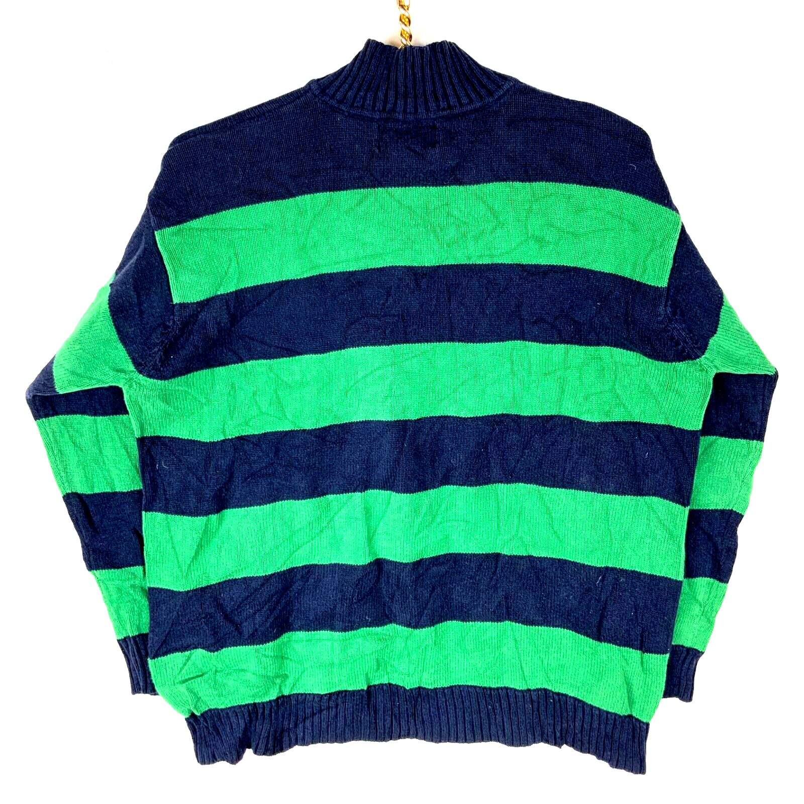 Vintage Lauren Ralph Lauren Knit Sweater Women’s Large Green 1/4 Zip Striped 90s