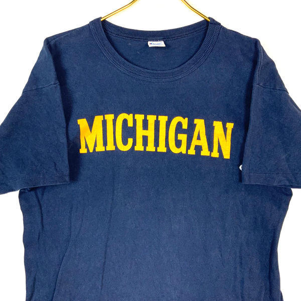 Vintage Michigan Wolverines Champion T-shirt Large Blue Single Stitch Ncaa 80s