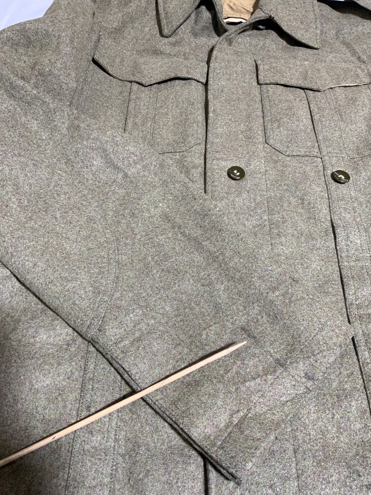 Vintage German Military Wool Jacket Size XS Green Button Up Vietnam Era 60s