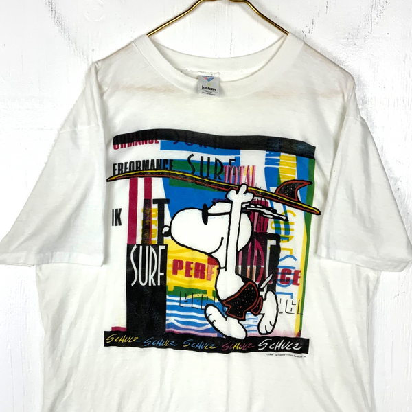 Vintage Snoopy Peanuts T-Shirt XL Made Usa Single Stitch Cartoon Total Surf 90s