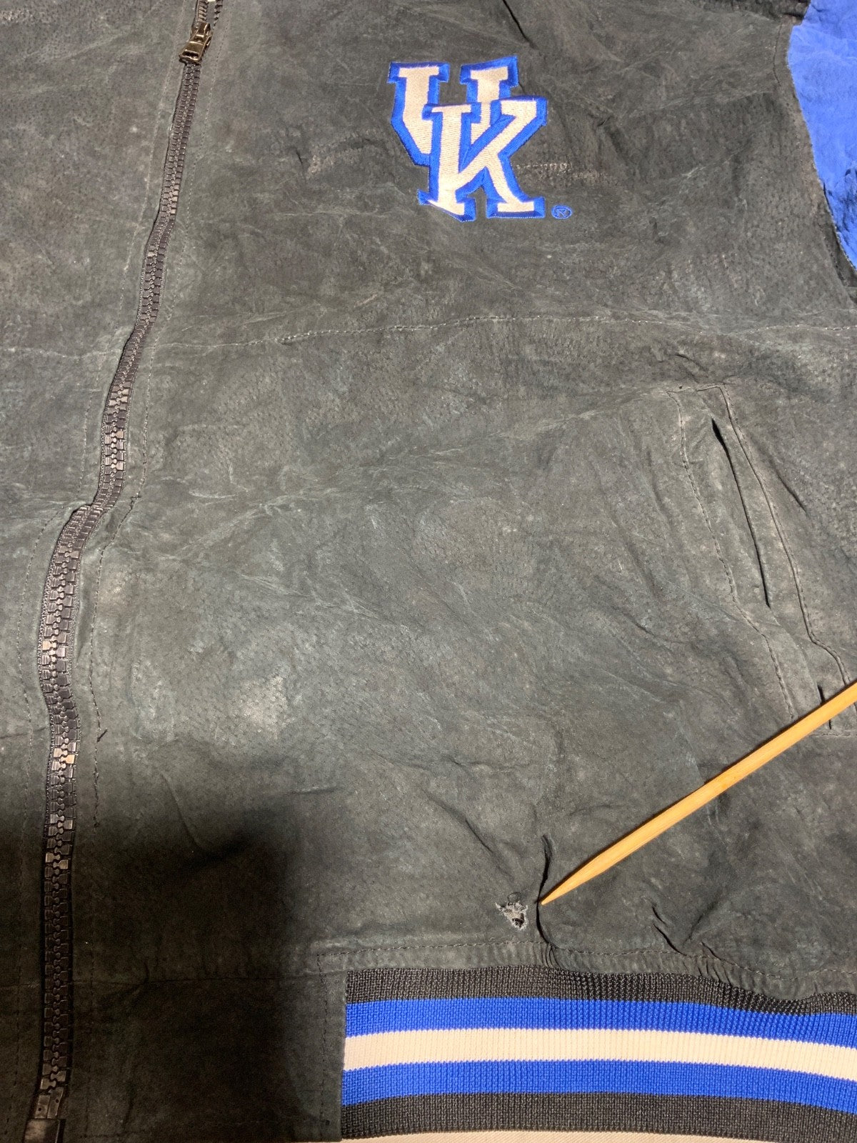Vintage Kentucky Wildcats Suede Leather Bomber Jacket 2XL Black Lined Ncaa