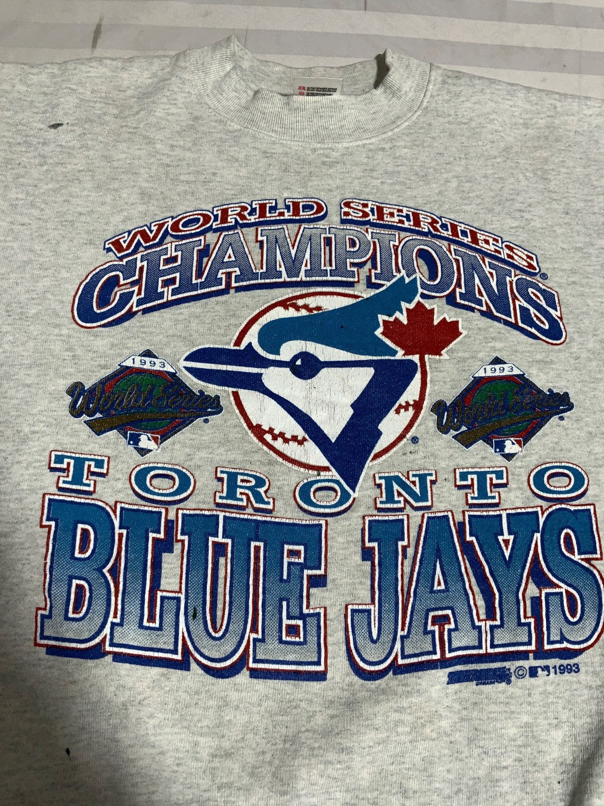 Vintage Toronto Blue Jays Sweatshirt Medium Gray Made Canada 1993 Mlb Champs 90s