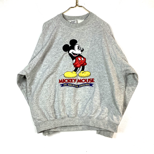 Vintage Walt Disney Mickey Mouse Sweatshirt Crewneck Size XL Gray Embroidered
