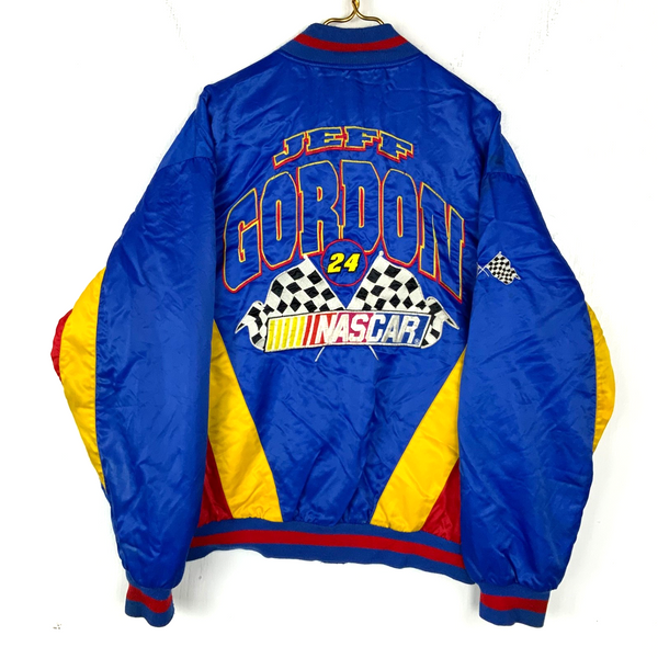Vintage Nascar Racing Nutmeg Bomber Jacket Large Puffer Full Zip Jeff Gordon