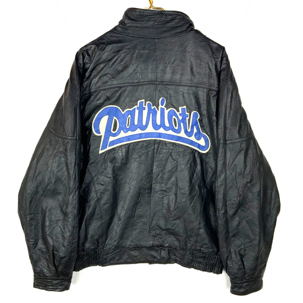 Vintage New England Patriots Leather Jacket Medium Full Zip Bomber Nfl Mirage