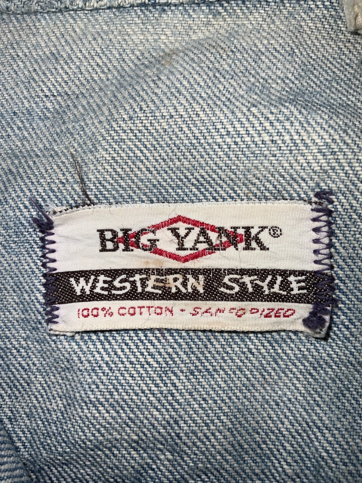 Vintage 1970s Big Yank Western Style Denim Jean Jacket Small Blue Snap Button