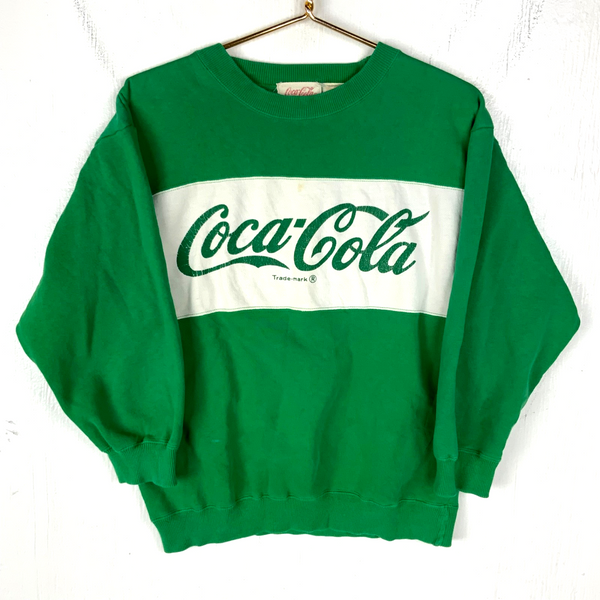 Vintage Coca Cola Sweatshirt Crewneck Small Green 80s 90s