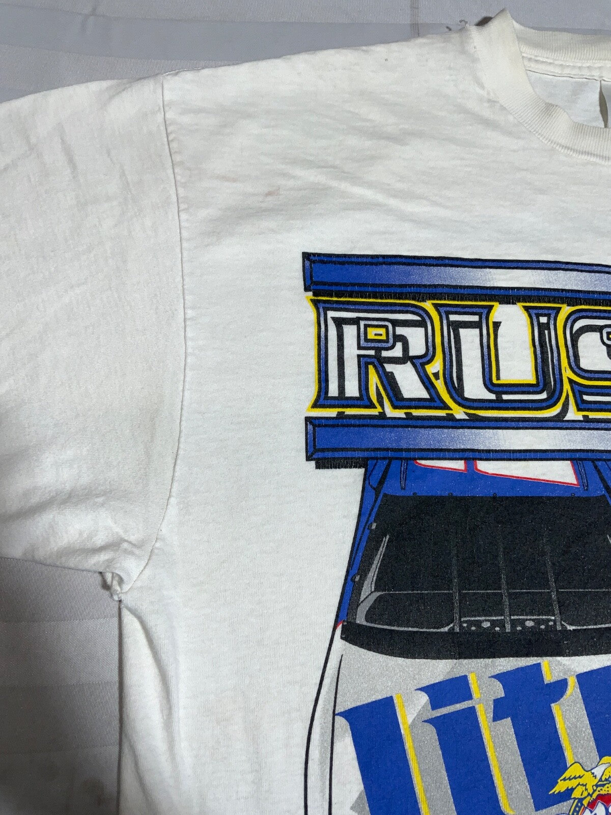 Vintage Nascar Racing T-shirt Large Double Sided Miller Racing Rusty Wallace 90s