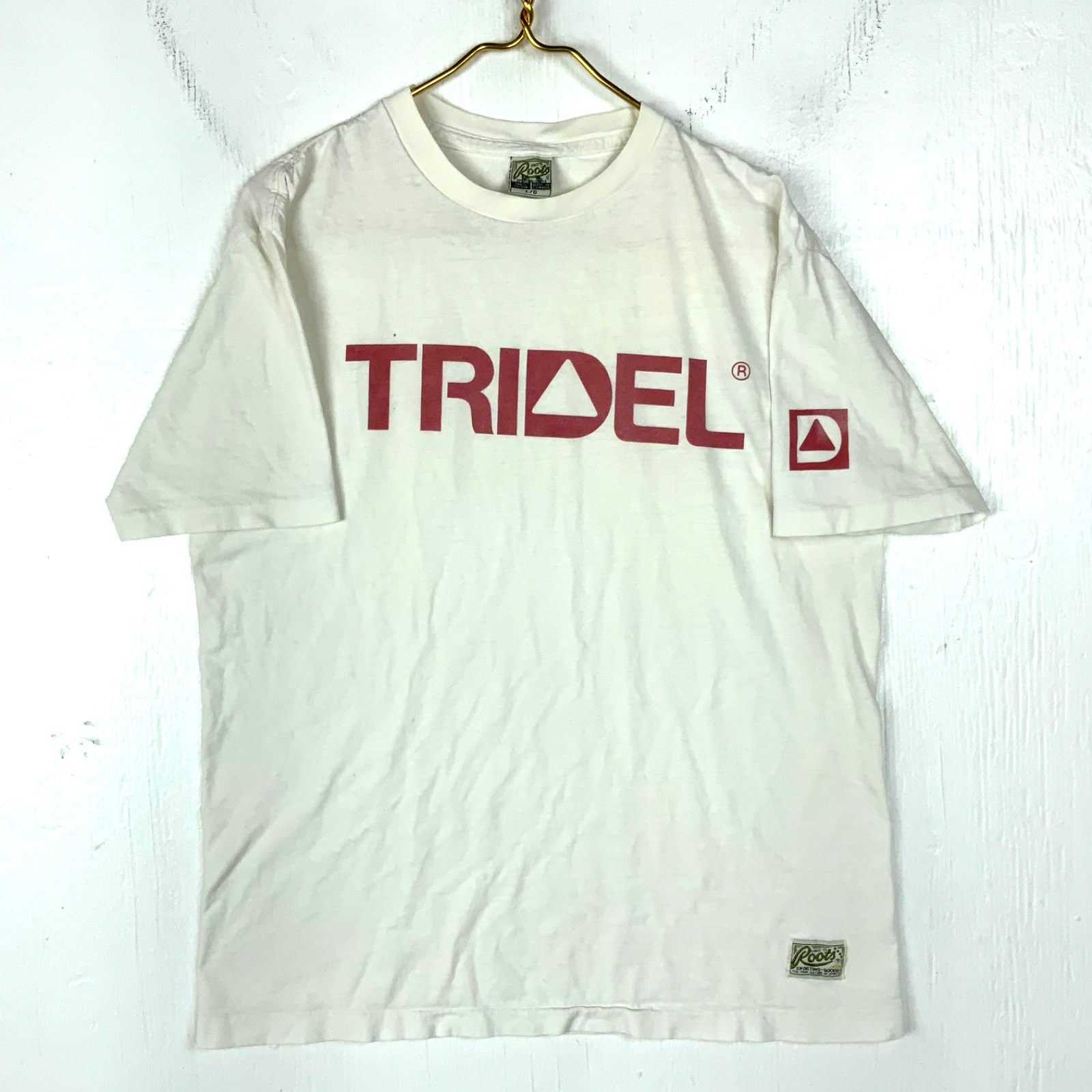 Vintage Tridel Roots T-Shirt Large White Made In Canada Single Stitch 90s