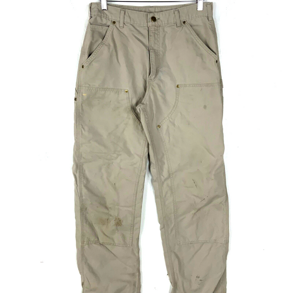 Carhartt Double Knee Dungaree Workwear Pants 32x36 Beige