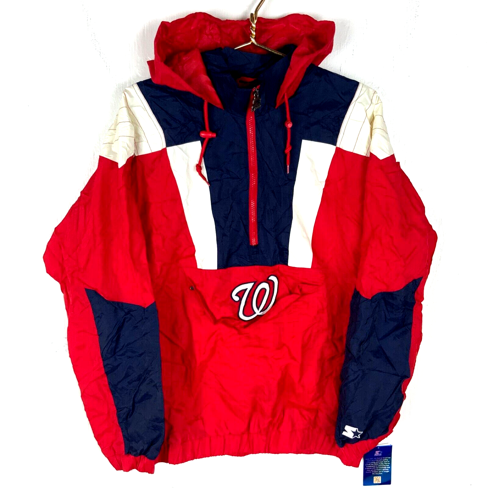 Washington Nationals Starter Windbreaker Jacket Medium Red Mlb 1/4 Zip New