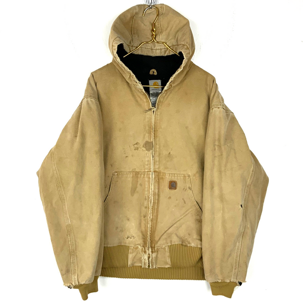 Vintage Carhartt Jacket Size XL Brown Hooded Full Zip Work Wear J130 CML