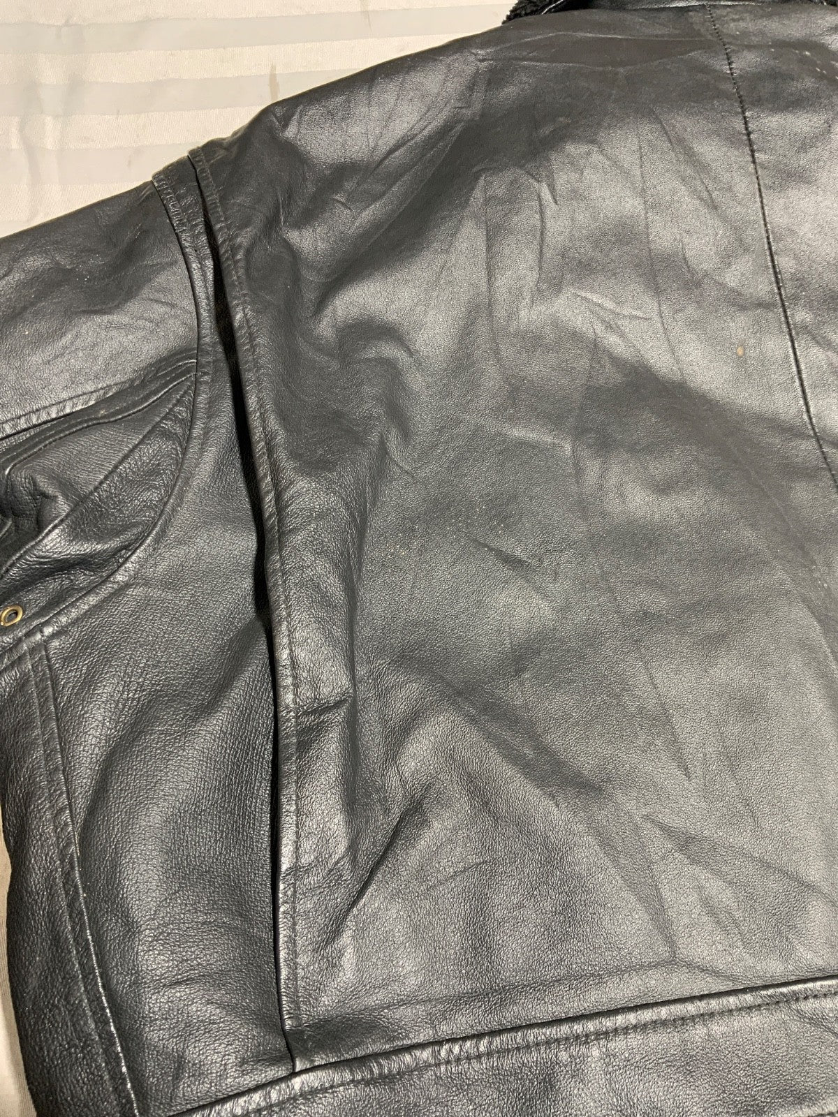 Vintage Navy Airborne Leather Flight Bomber Jacket 2XL Full Zip Sherpa Lined