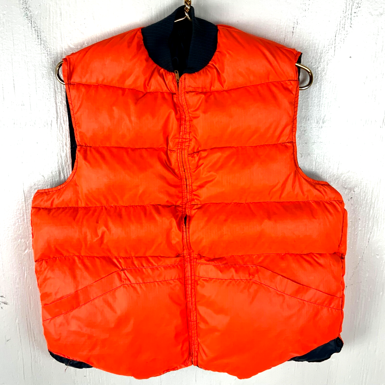 Vintage 1980s Down Puffer Vest Size Medium Blue Full Zip Reversible