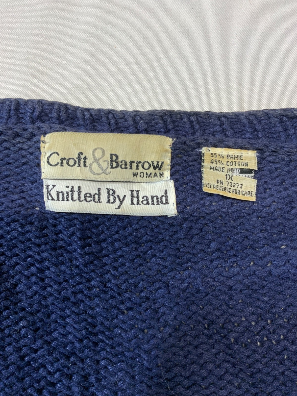 Vintage Croft & Barrow Knit Sweater Women’s XL Blue Cardigan School