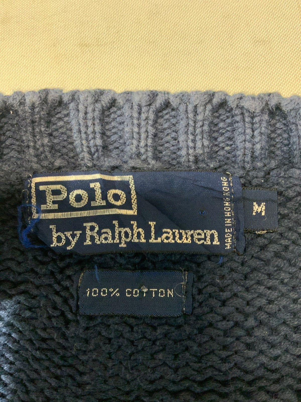 Vintage Polo Ralph Lauren Knit Sweater Medium Blue Crewneck Striped 90s