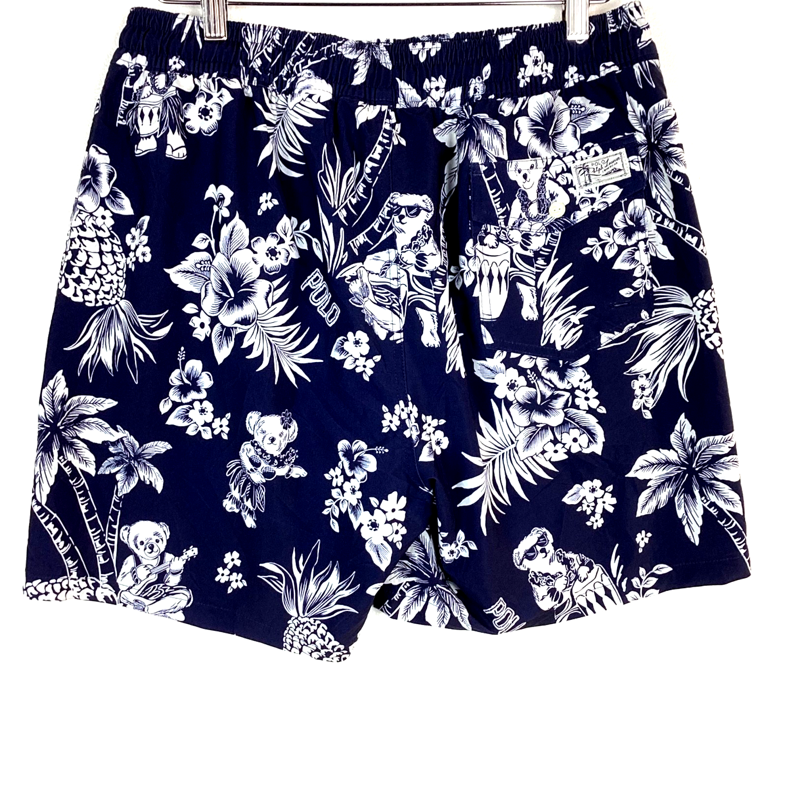 Polo Bear Ralph Lauren Swim Shorts Size Large Blue Floral Print All Over Print