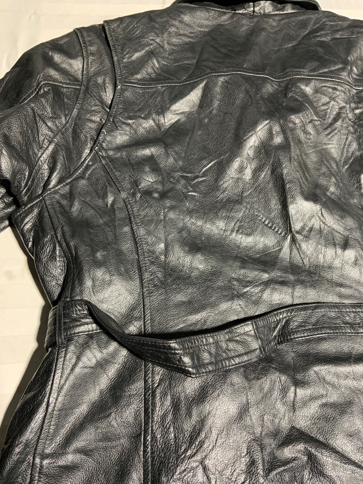 Vintage Harley Davidson Leather Biker Jacket XL Black Full Zip Lined Belted