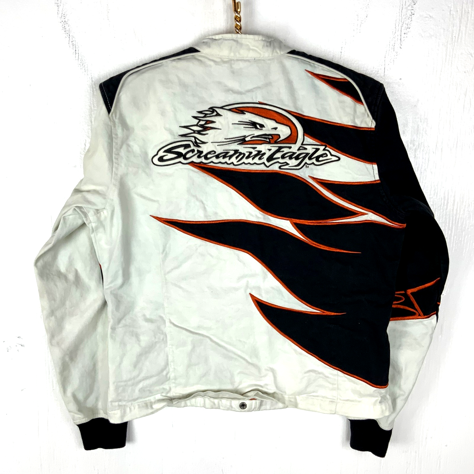 Vintage Harley Davidson Jacket Women's Large White Full Zip Screamin Eagle