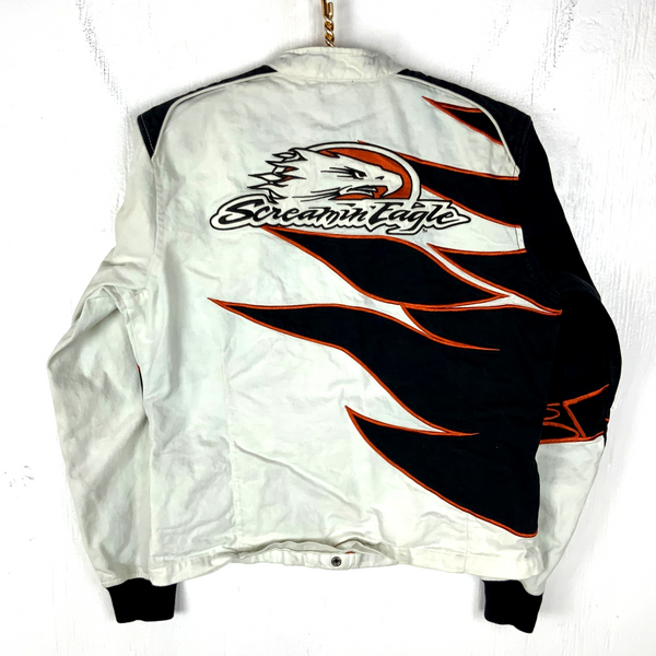 Vintage Harley Davidson Jacket Women's Large White Full Zip Screamin Eagle
