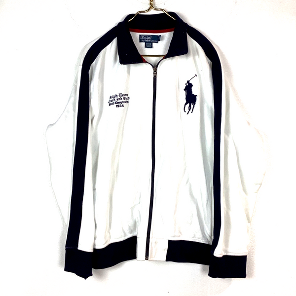 Vintage Polo Ralph Lauren Sweatshirt Track Jacket Size 2XL White Full Zip