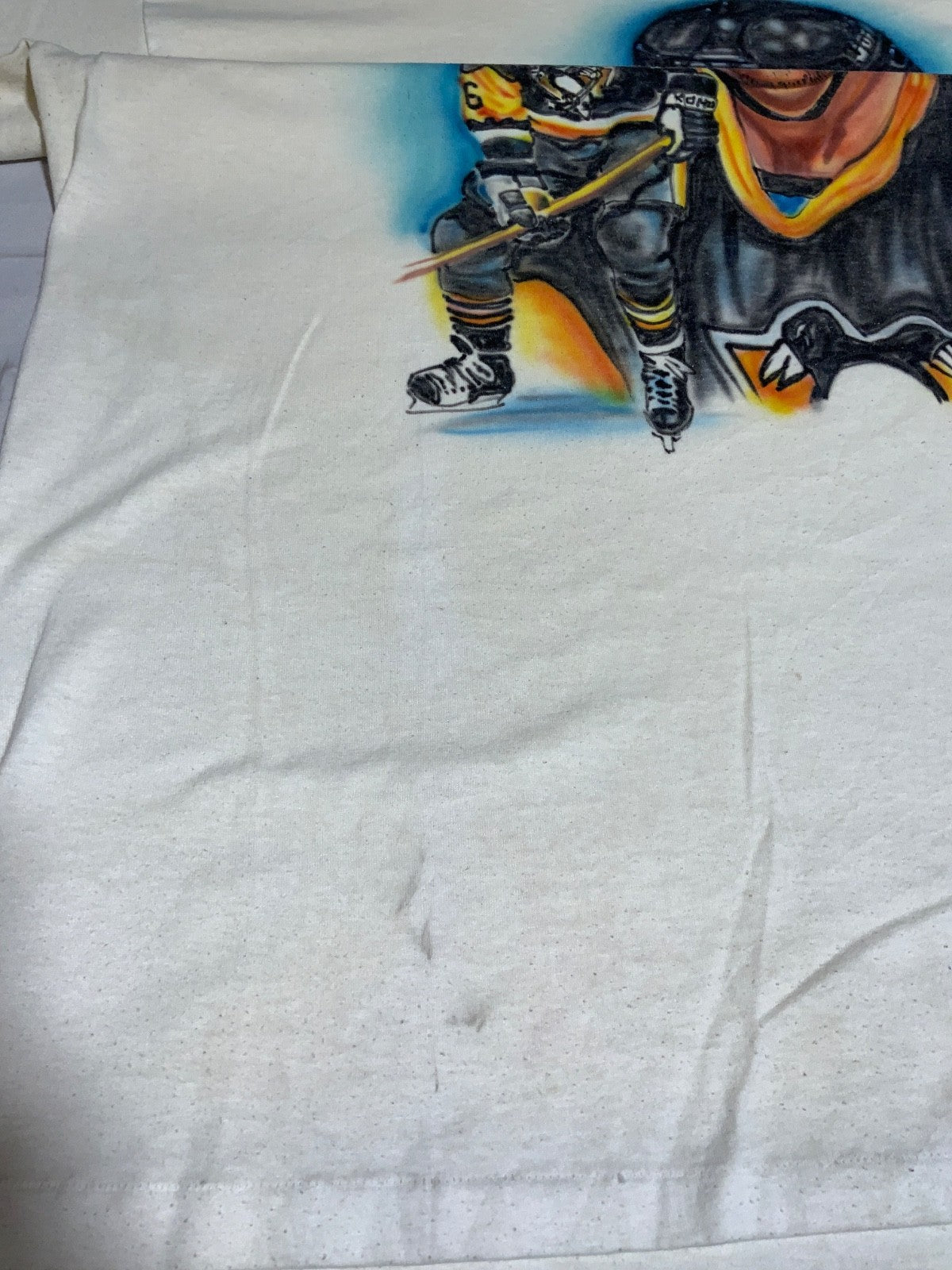 Vintage Pittsburgh Penguins T-shirt XL White Single Stitch Nhl Mario Lemieux 90s