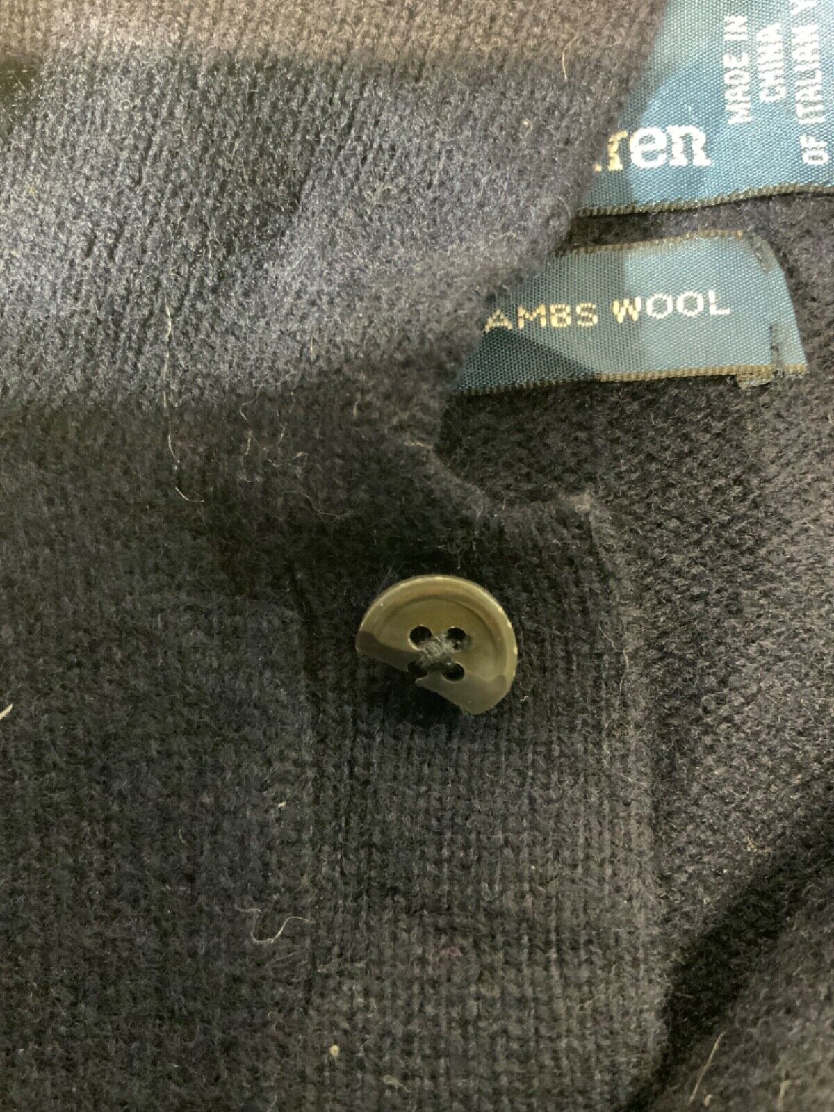 Vintage Polo Ralph Lauren Knit Wool Sweater 2XL Blue Henley