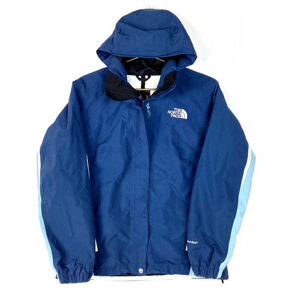 The North Face Women's Windbreaker Jacket Size Medium Blue Hooded Hyvent