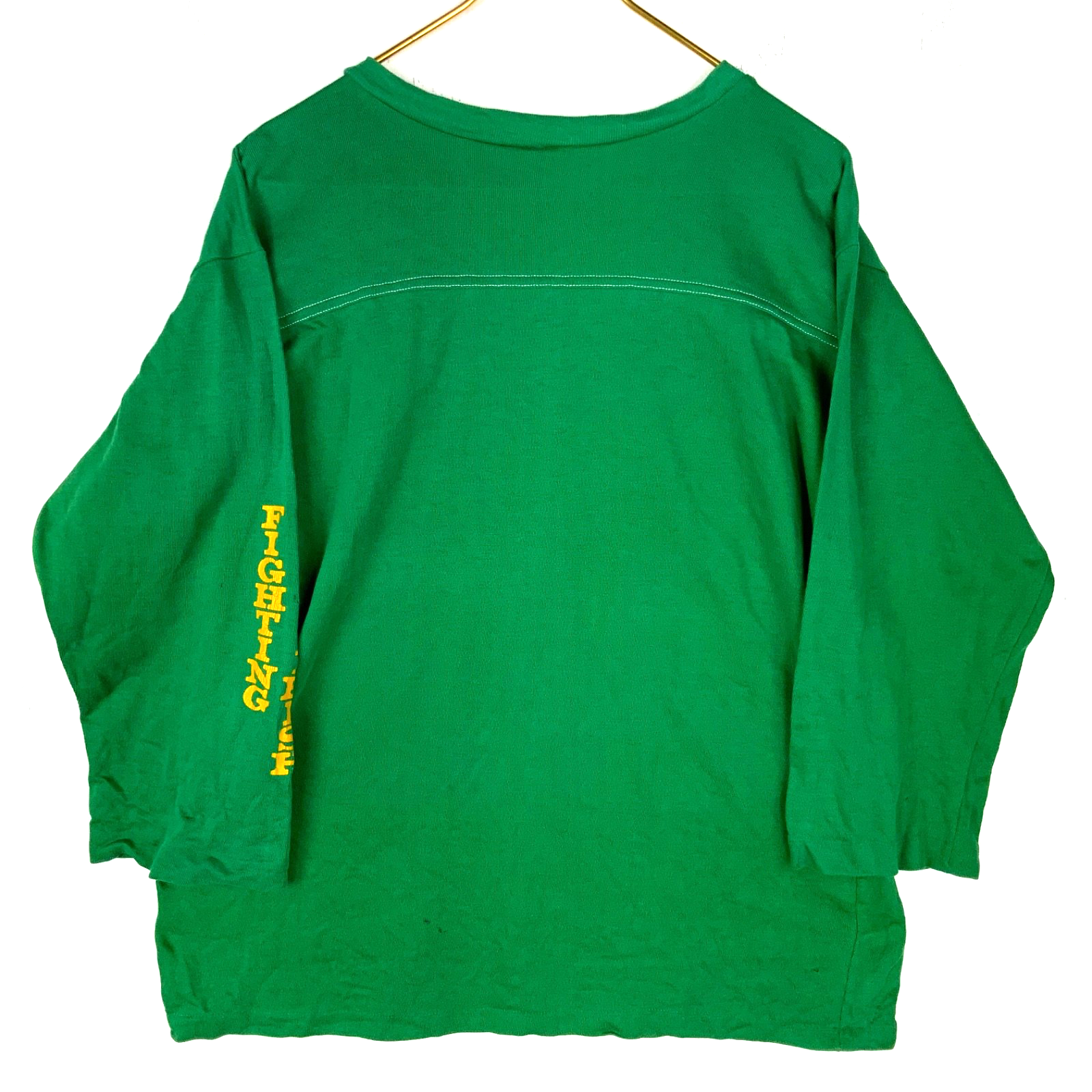 Vintage Notre Dame Fighting Irish T-Shirt XL Green Made Usa 3/4 Sleeve Ncaa 80s