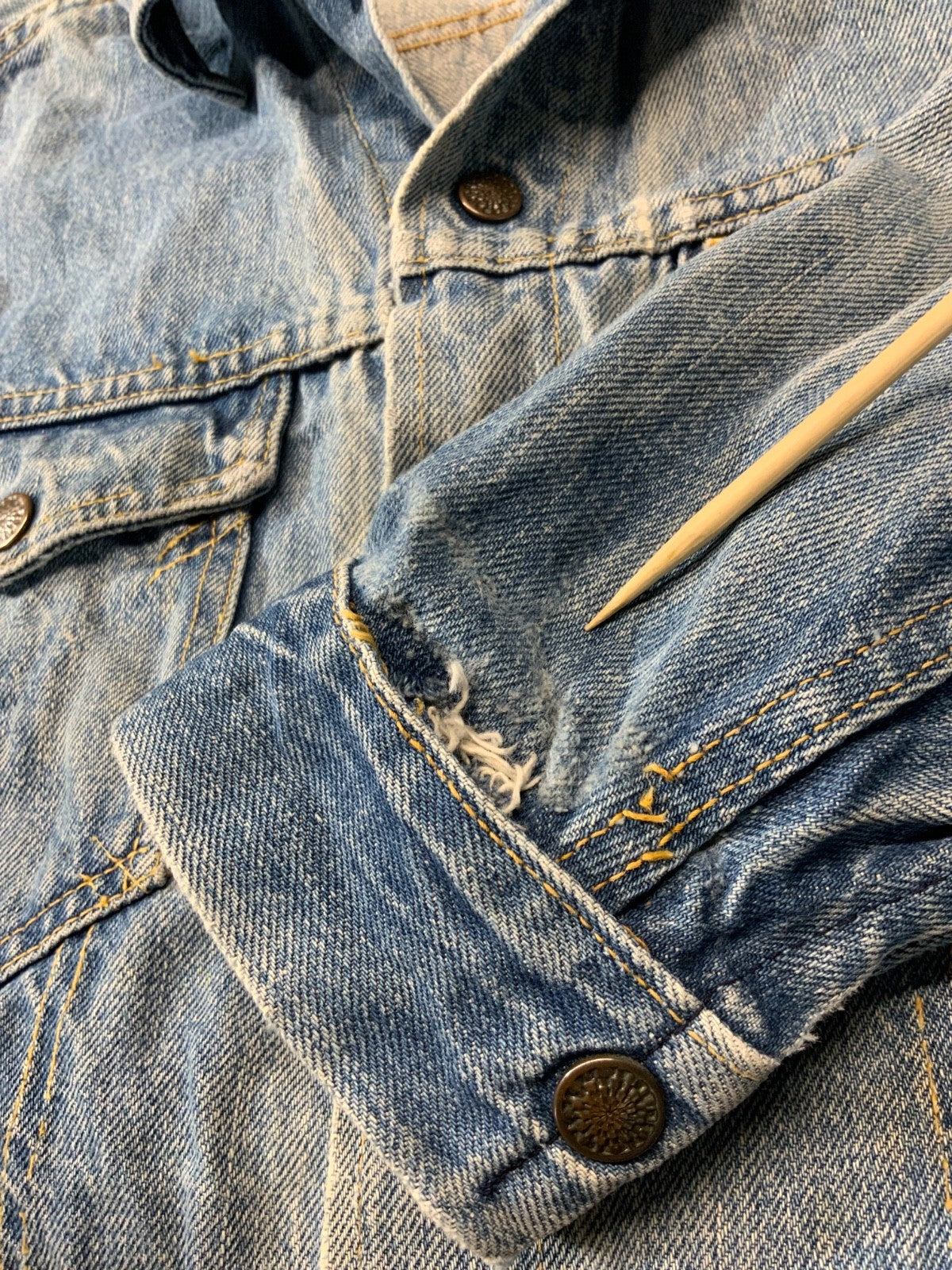 Vintage 1970s Big Yank Western Style Denim Jean Jacket Small Blue Snap Button