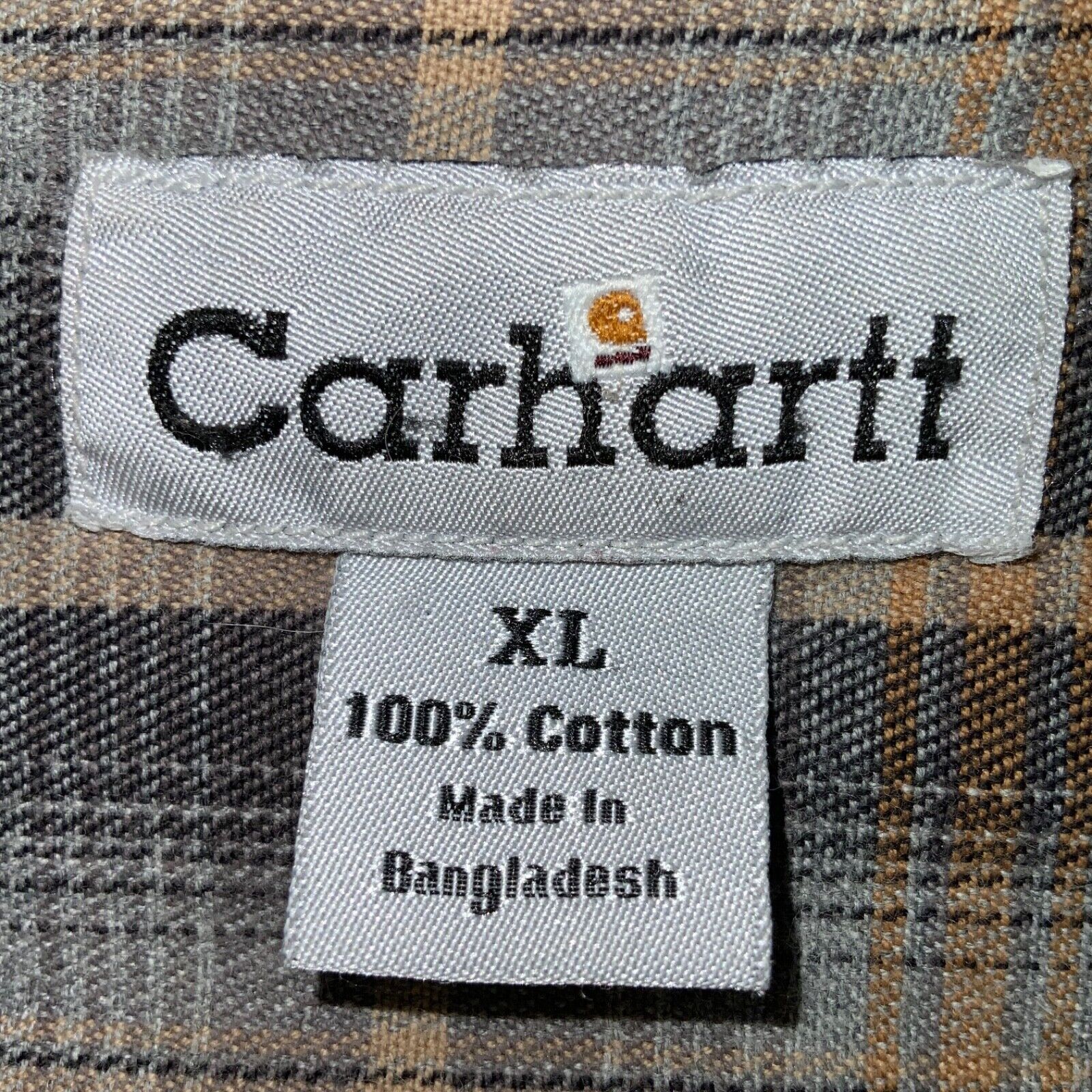 Carhartt Flannel Lined Shirt Size XL Beige Lined Snap Button Work Wear