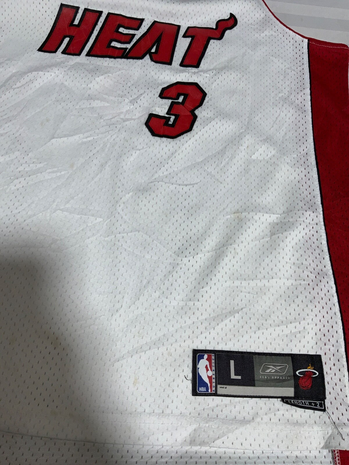 Miami Heat Reebok Jersey Size Large White Nba Authentics Dwyane Wade