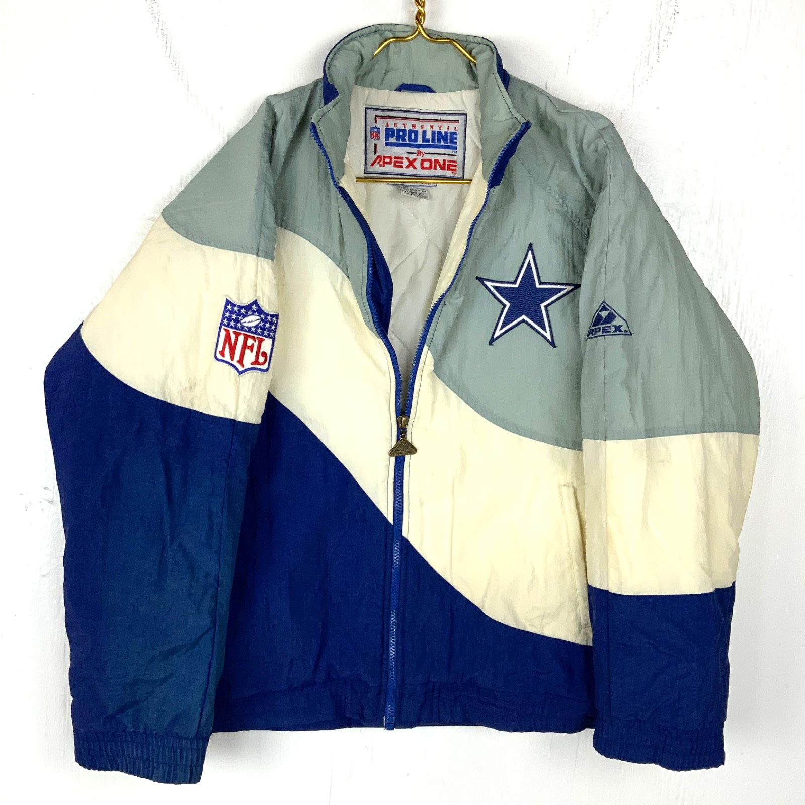 Vintage Dallas Cowboys Apex One Jacket Medium Full Zip Puffer Nfl Pro Line