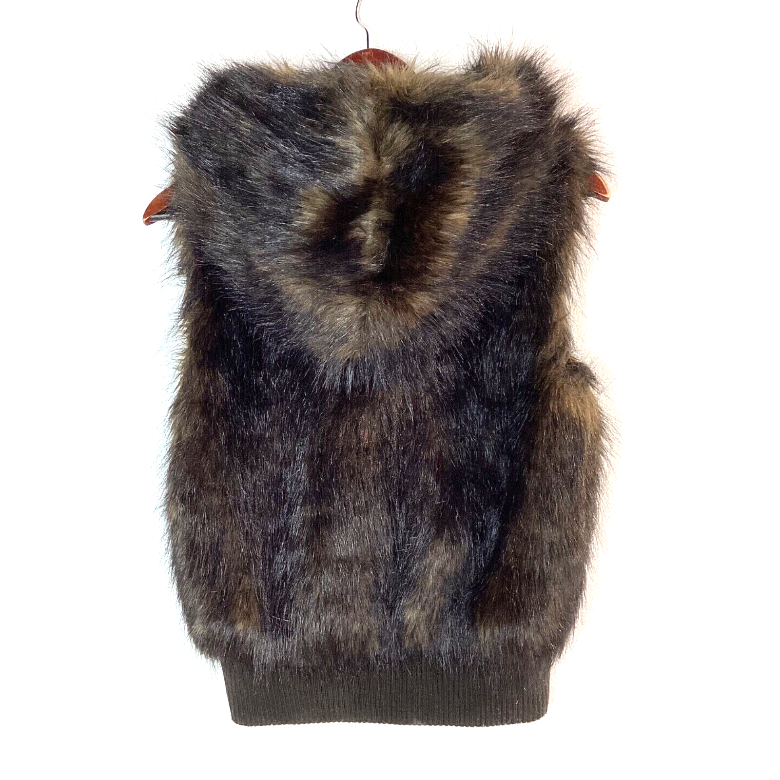 Vintage BB Dakota Faux Fur Women's Hooded Puffer Vest Jacket Size Small Full Zip