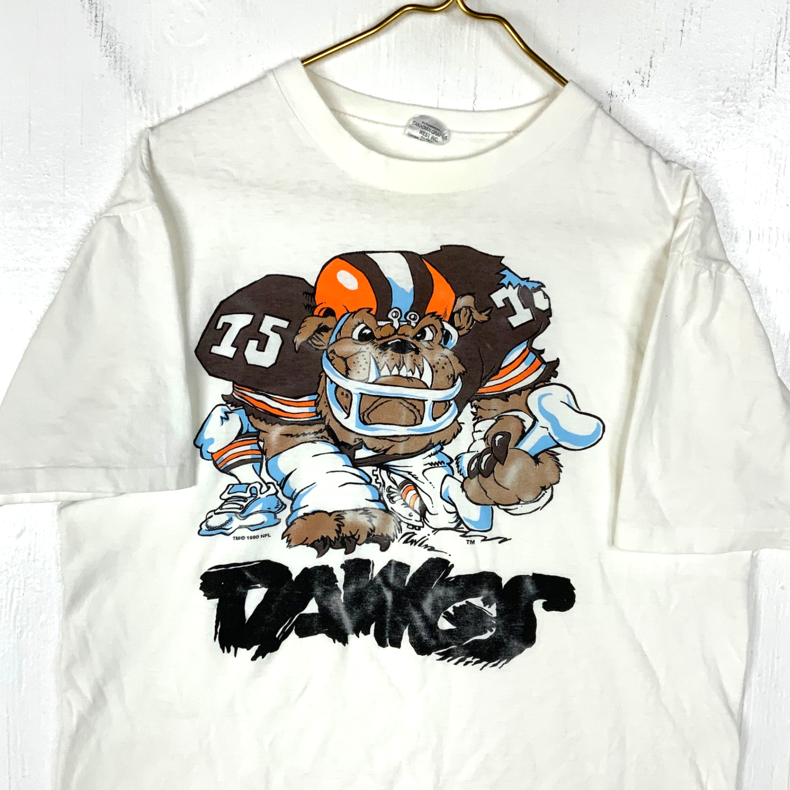 Vintage Chicago Bears T-Shirt Medium White Single Stitch 1990 Nfl Football Dawgs