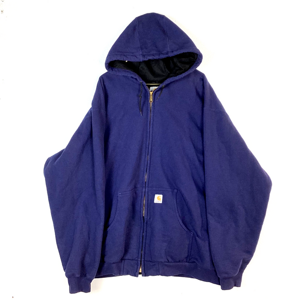 Vintage Carhartt Active Sweatshirt Hoodie Size 3XL Blue FullZip J149 Made In Usa