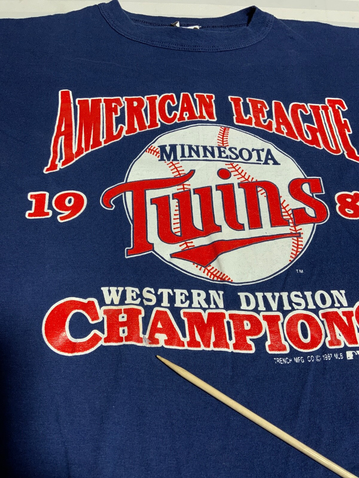 Vintage Minnesota Twins T-shirt Large Single Stitch Mlb 1987 Western Champs 80s