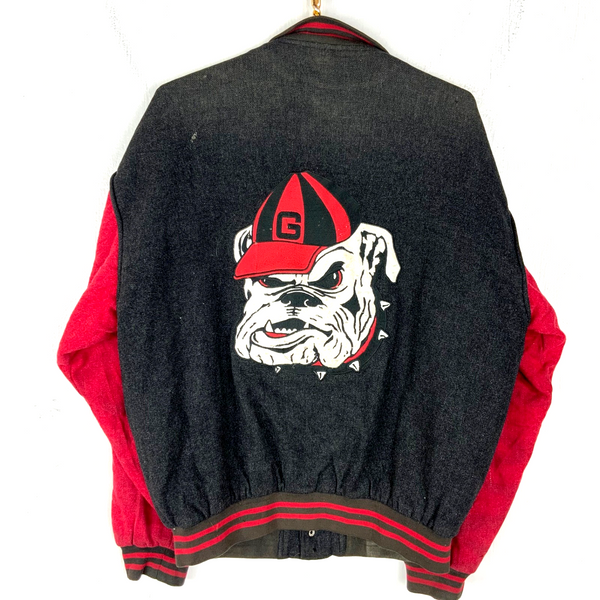 Vintage University Of Georgia Bulldogs Wool Varsity Bomber Jacket Large Ncaa
