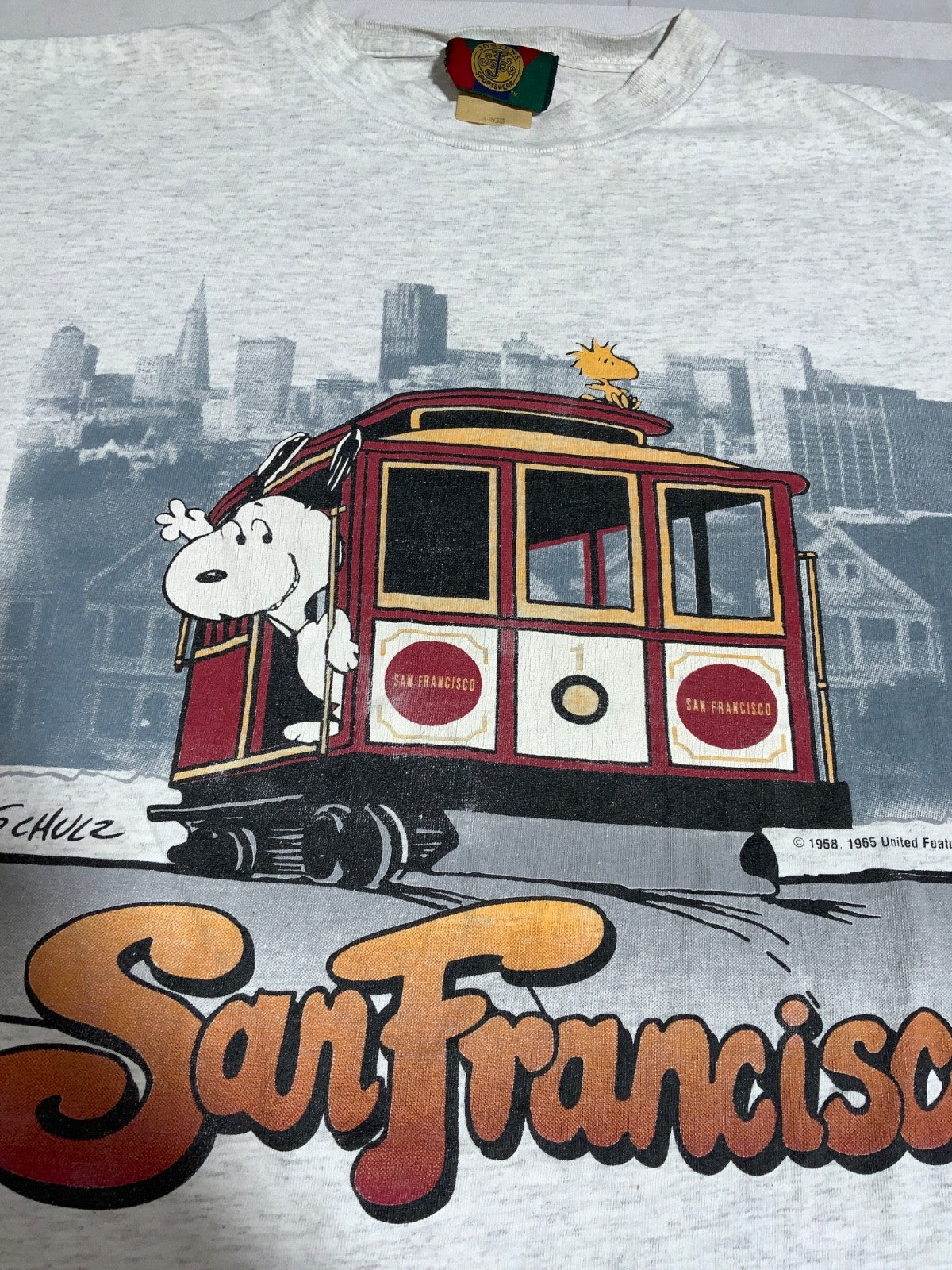 Vintage Snoopy Peanuts T-Shirt Large Single Stitch Cartoon San Francisco Usa 90s