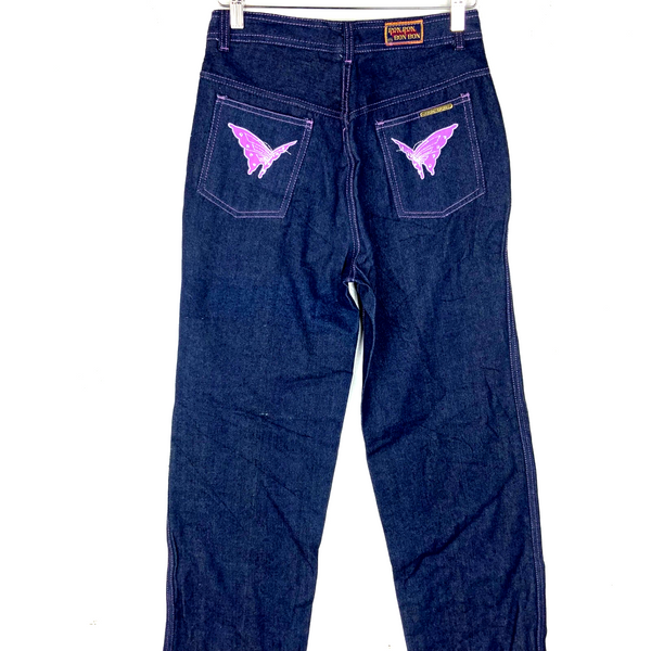 Vintage 1980s Straight Leg Women's Denim Jean Size 13 Blue Embroidered