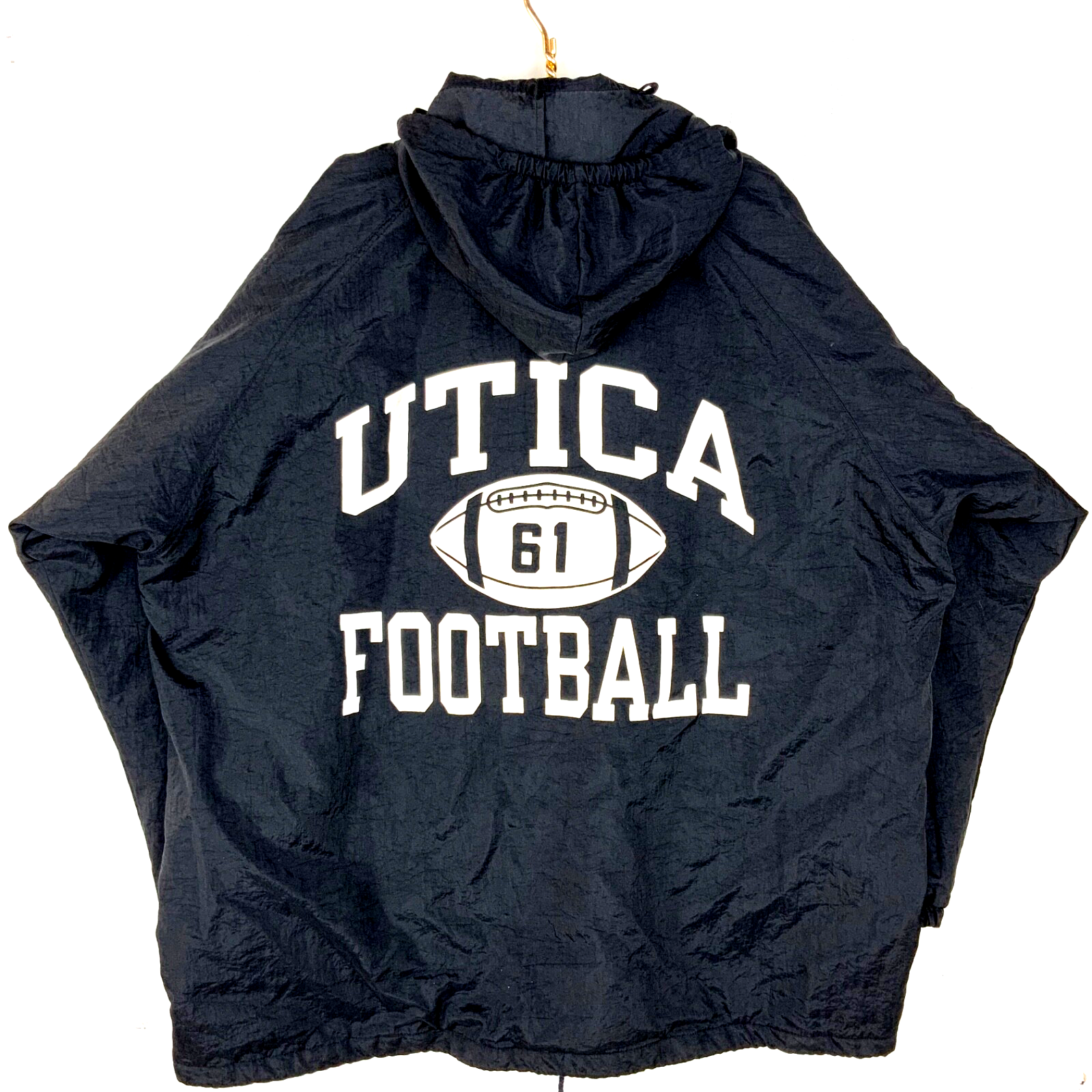 Vintage Utica Football Champion Windbreaker Jacket 2XL Black Ncaa