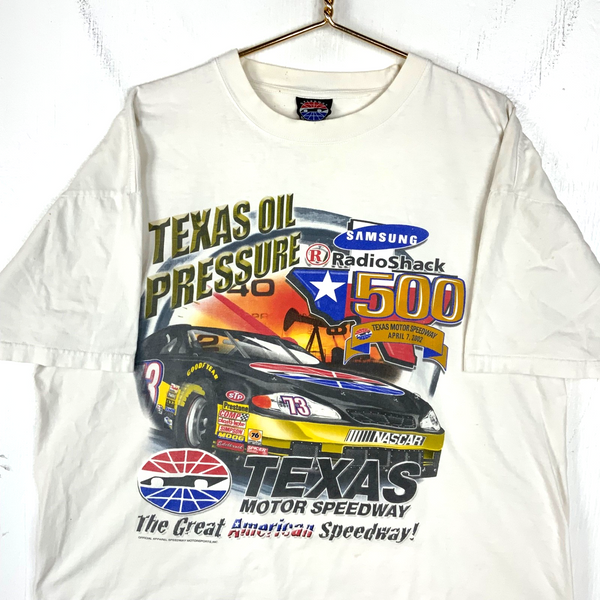 Vintage Nascar Racing T-shirt 2XL White Made Russia Texas Motor Speedway Usa Y2K