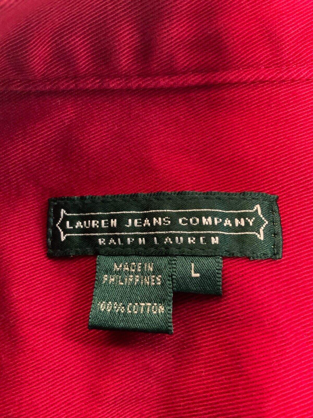 Vintage Lauren Ralph Lauren Women's Denim Jean Jacket Large Red