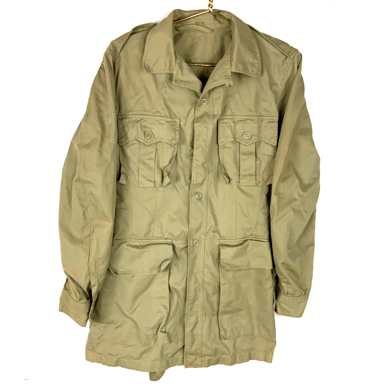 Vintage Usaf Tan Tropical Military Jacket Size Large Beige Button Up 1957