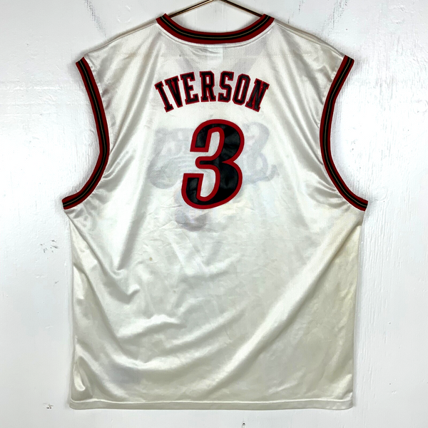 Vintage Philadelphia 76ers Jersey 2XL Reebok Allen Iverson Nba