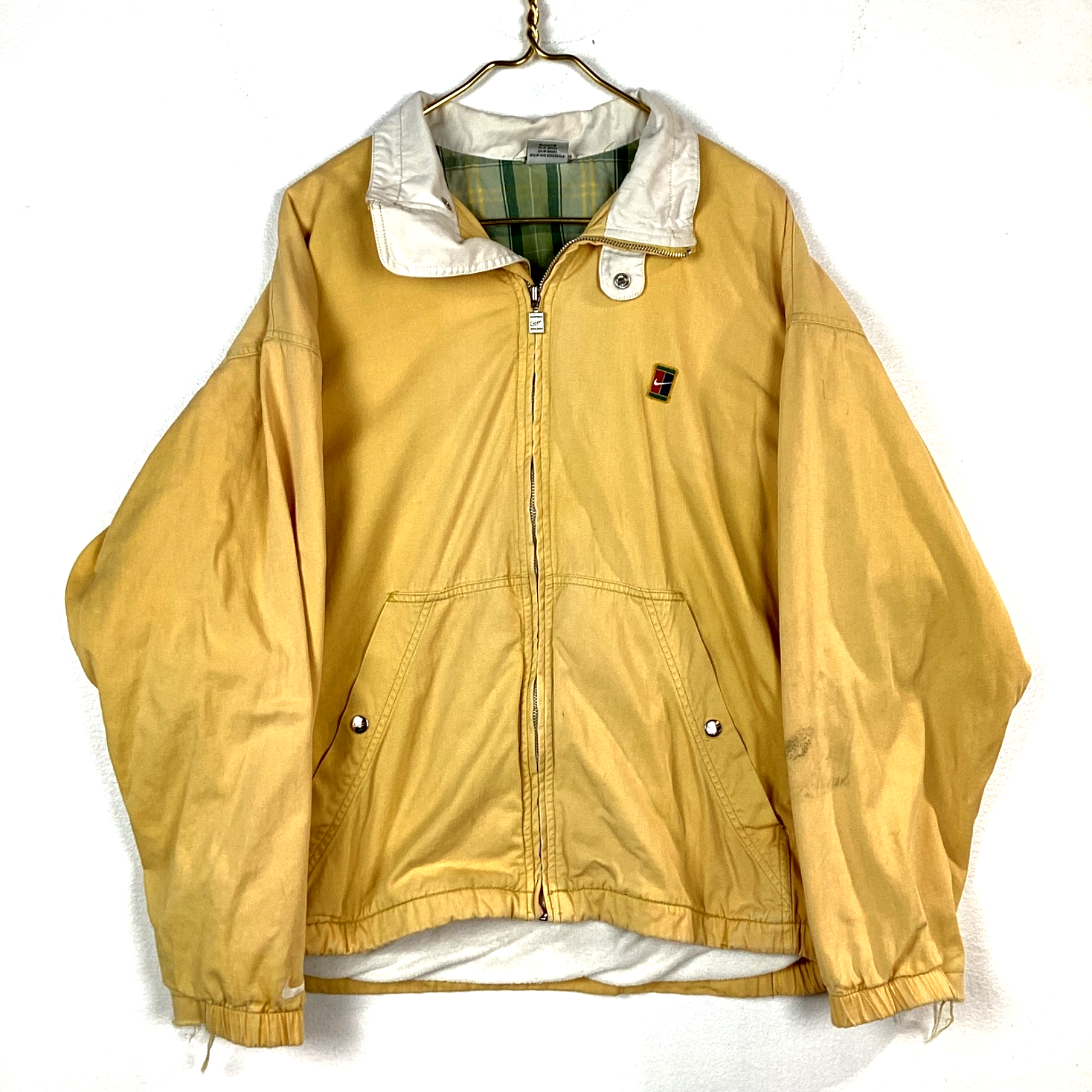 Vintage Nike Court Harrington Windbreaker Jacket Size Large Yellow Full Zip
